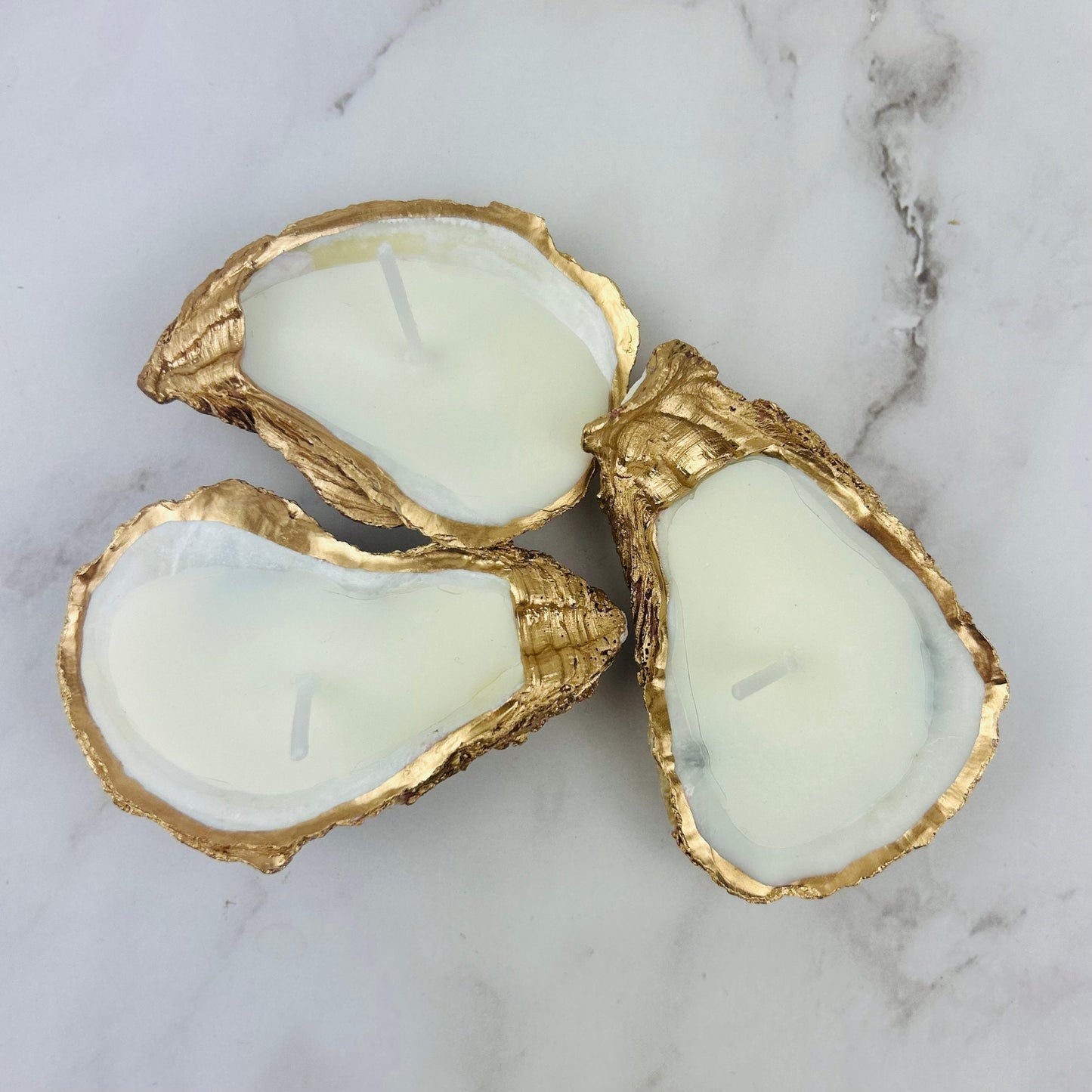 Set of 10 Gold Edged Oyster Shell Candles