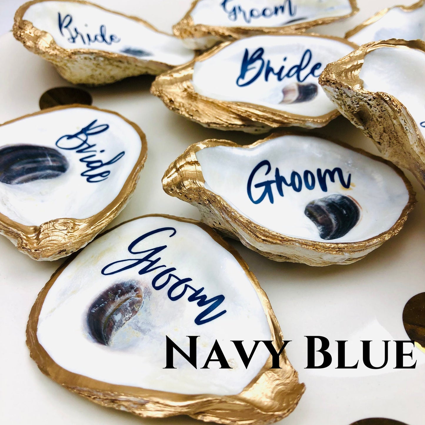 Bride and Groom Oyster Shell Set