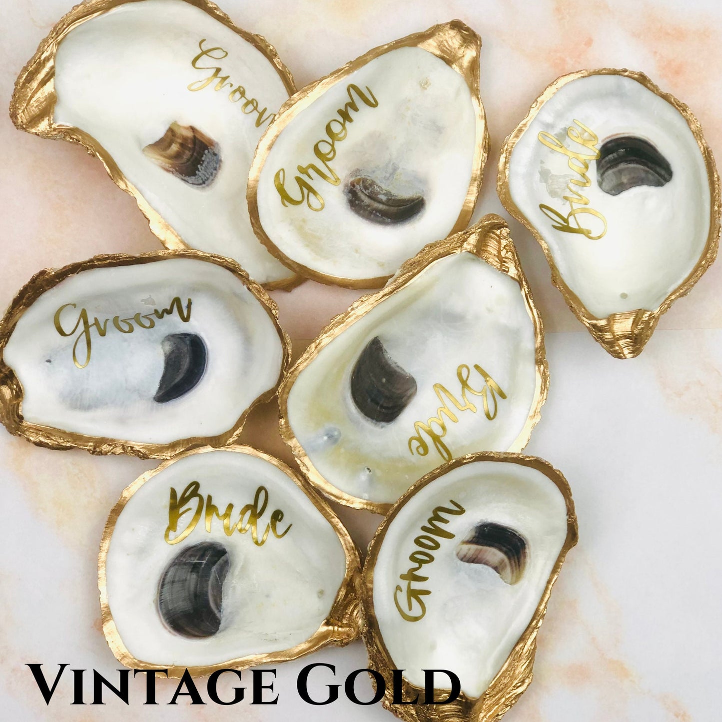 Bride and Groom Oyster Shell Set