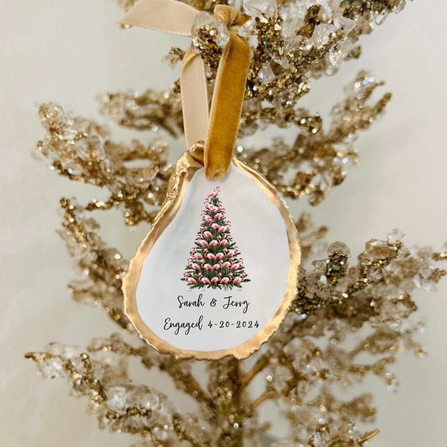 Flamingo Tree Engagement Ornament