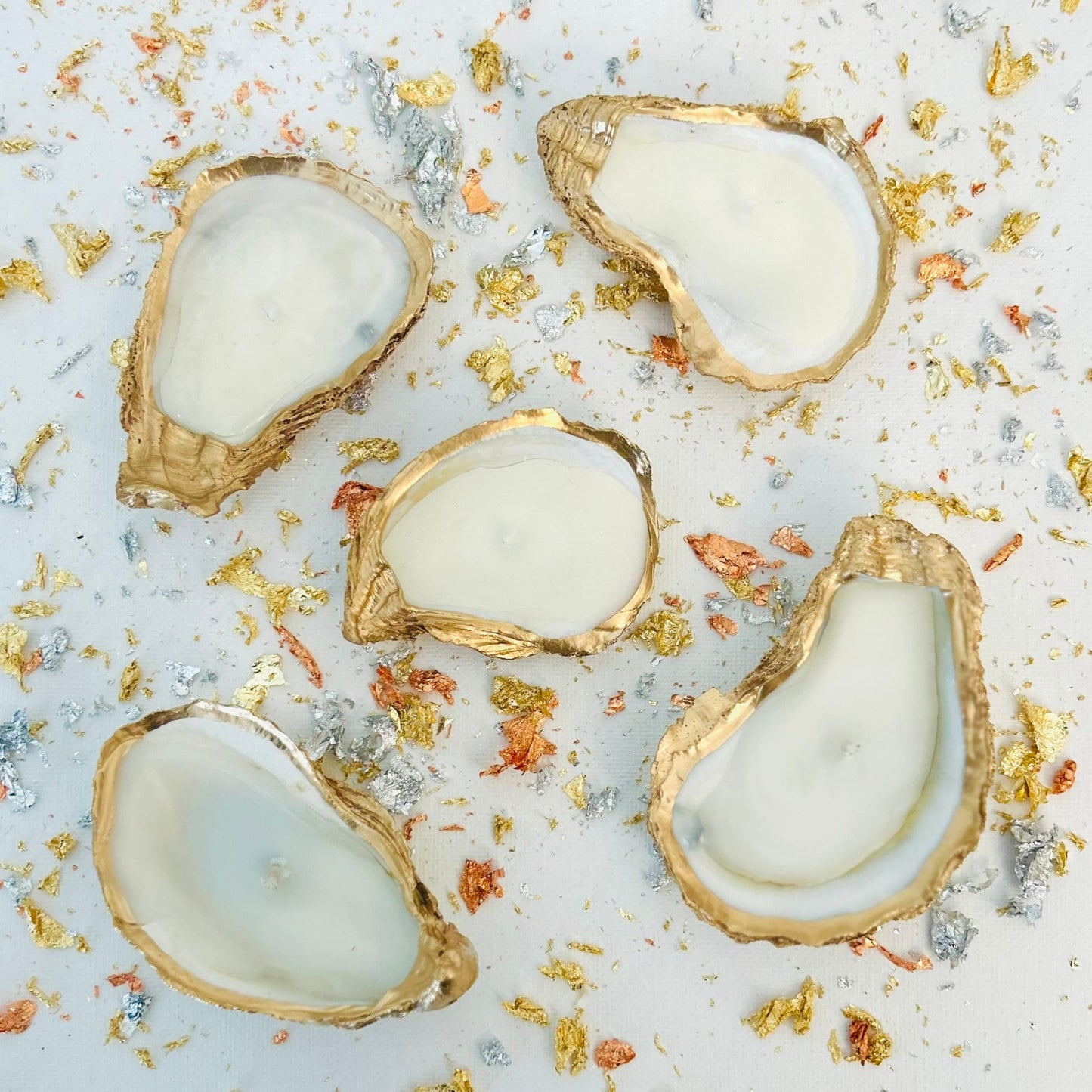 Gold Edged Oyster Shell Candles