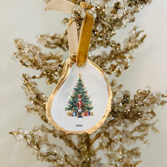 Nutcracker in Front of Christmas Tree Ornament