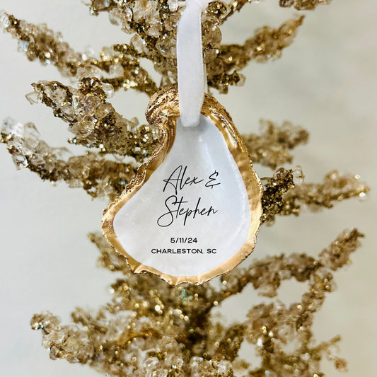 Couples Engagement Date Christmas Ornament