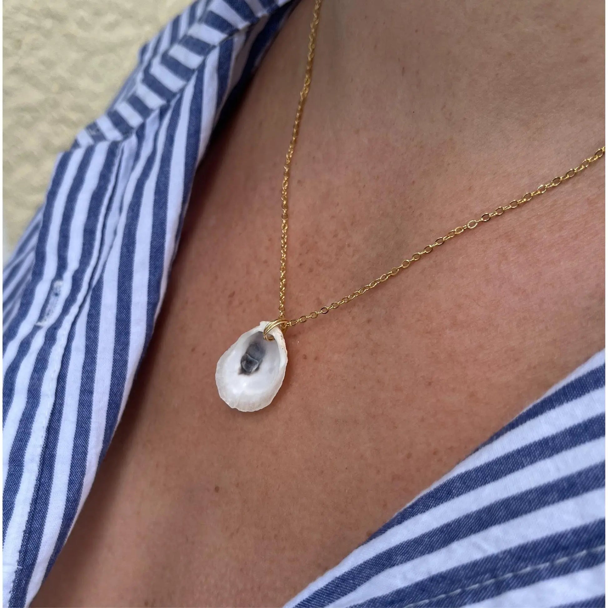 16K Gold Oyster Shell Necklace Willett + Co