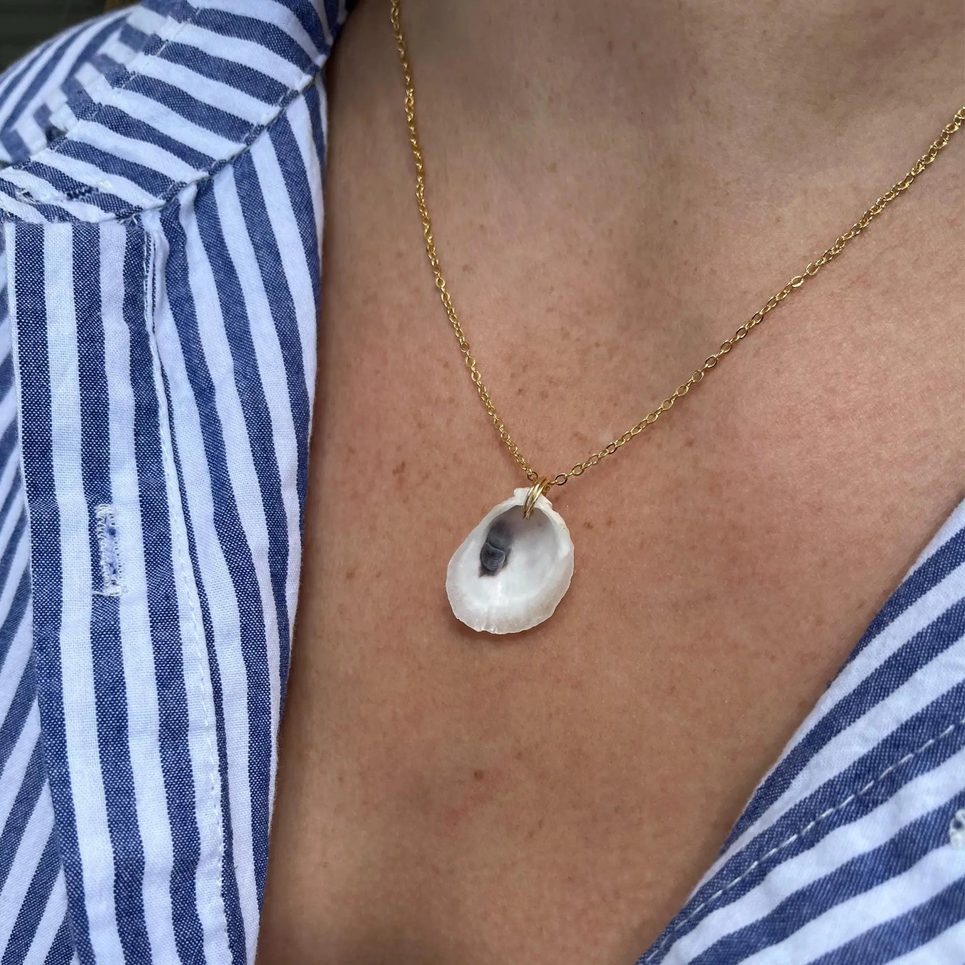 Minimalist Oyster Shell Necklace Willett + Co