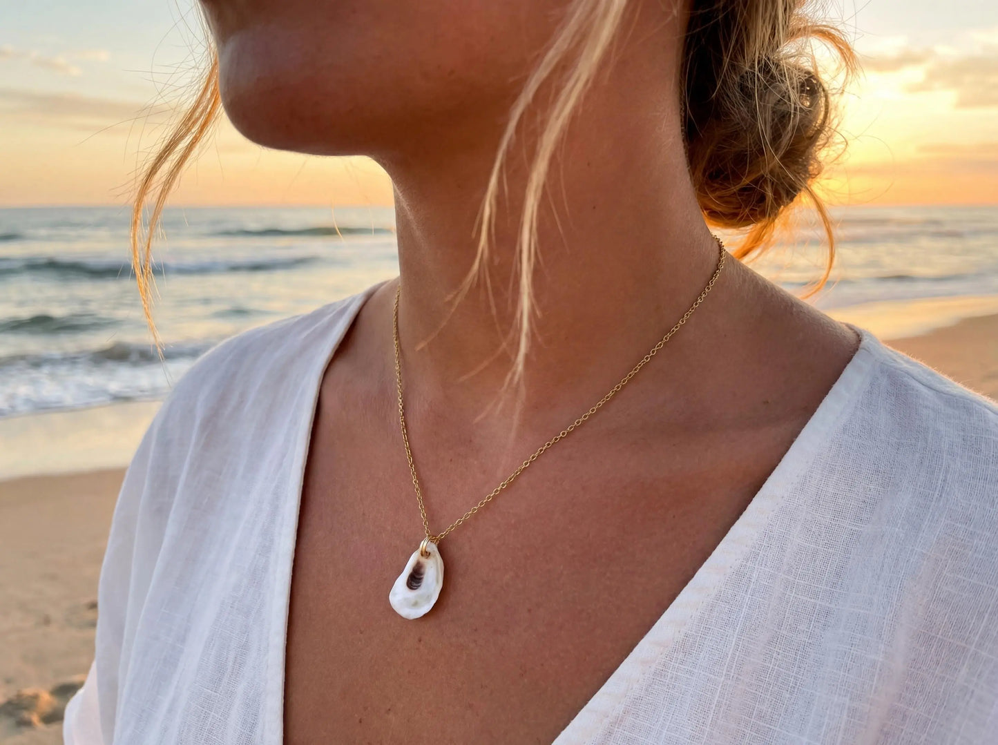 16K Gold Oyster Shell Necklace Willett + Co