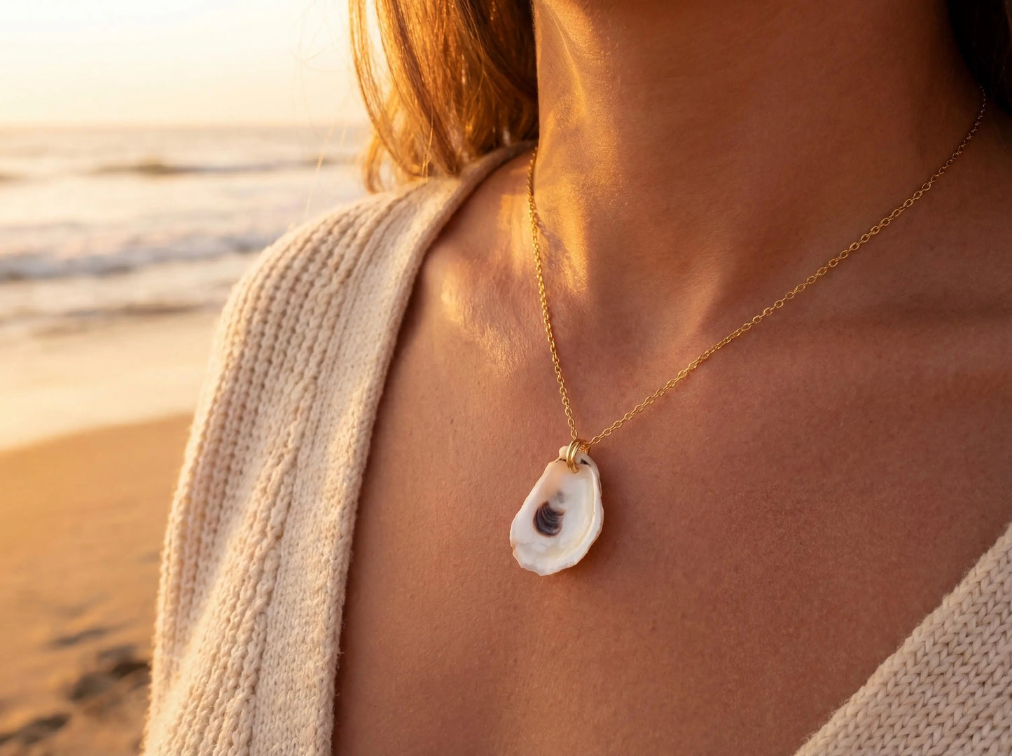 16K Gold Oyster Shell Necklace Willett + Co