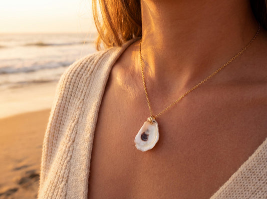 16K Gold Oyster Shell Necklace